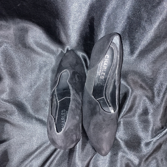 Charles Black Suede Wedge Booties - Picture 10 of 11